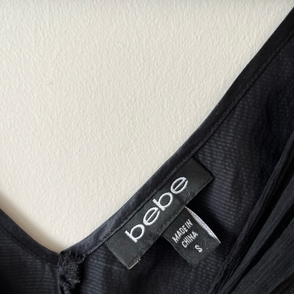 BEBE Black Silk Blouse Size Small - Picture 6 of 9